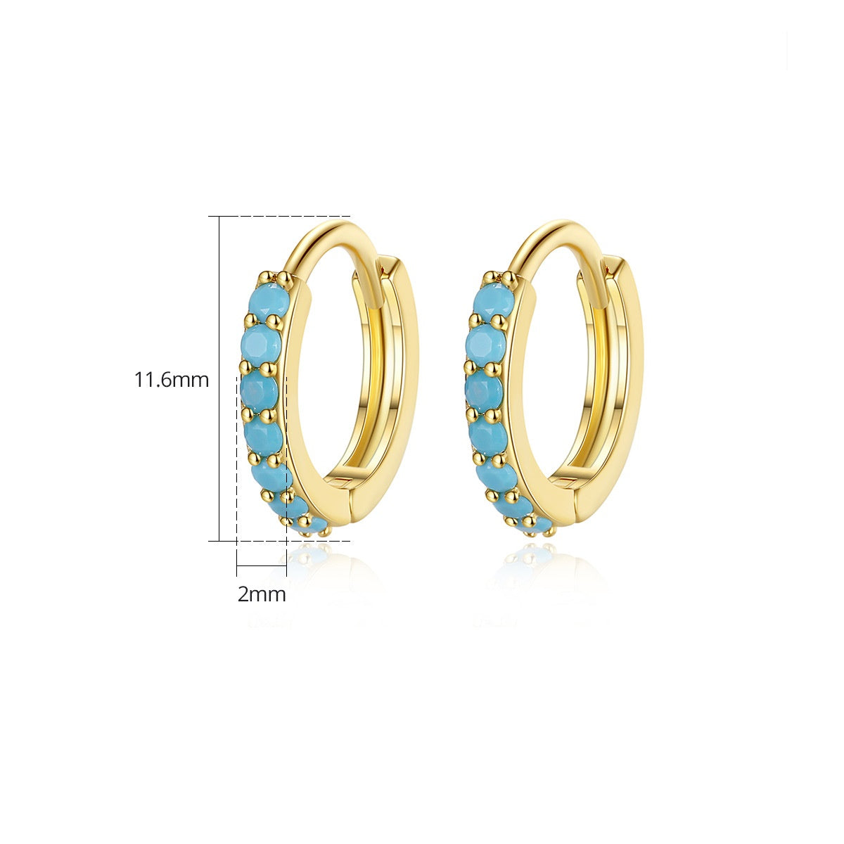 Gold Plated Turquoise Huggie Hoop Earrings AAA2319