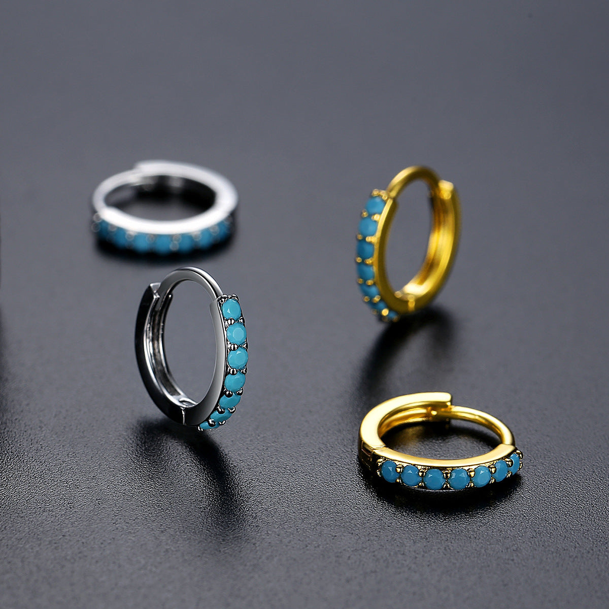 Gold Plated Turquoise Huggie Hoop Earrings AAA2319