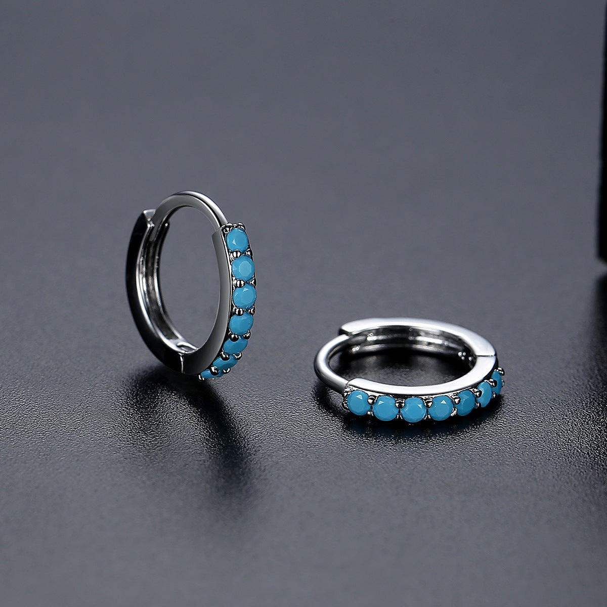 Gold Plated Turquoise Huggie Hoop Earrings AAA2319