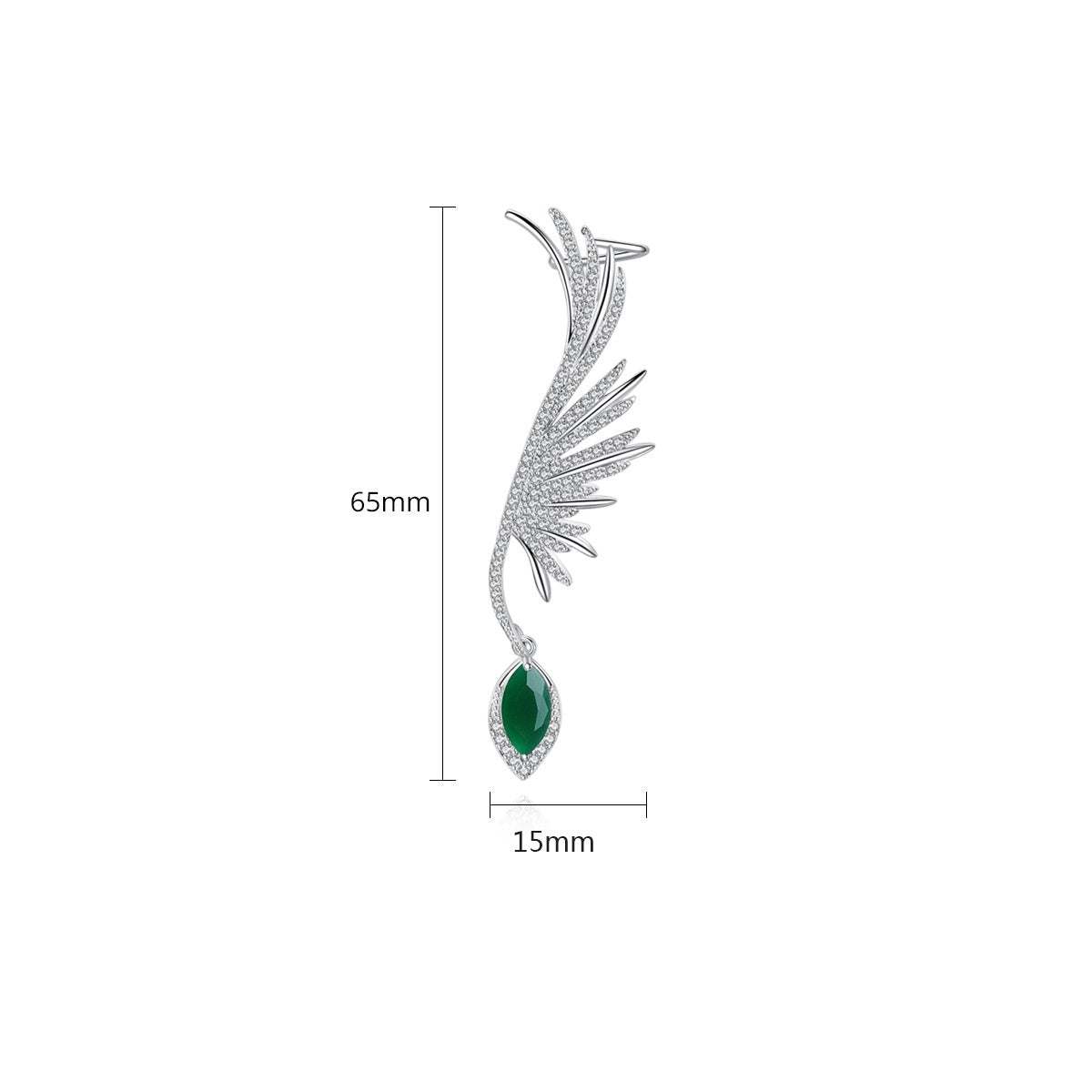 Green Marquise Cubic Zirconia Dangle Ear Cuff Earrings AAA2324