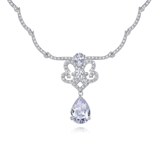 Teardrop Cubic Zirconia Wave Chain Necklace AAA2330