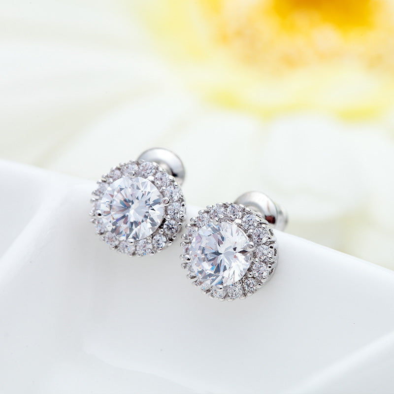 Round Cut Cubic Zirconia Stud Earrings AAA2335