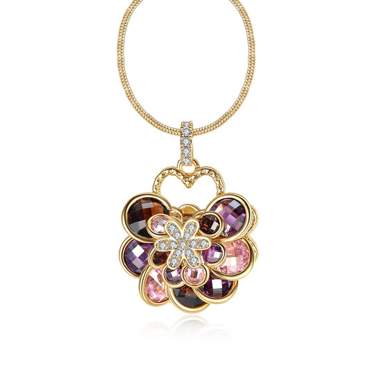 Multi-color Cubic Zirconia Flower Chain Necklace AAA2380