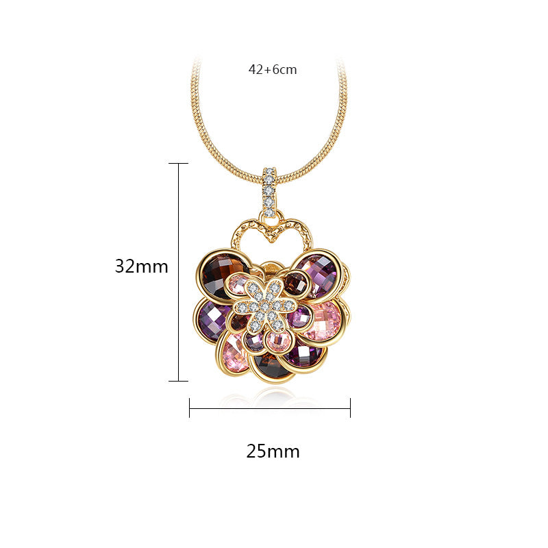 Multi-color Cubic Zirconia Flower Chain Necklace AAA2380