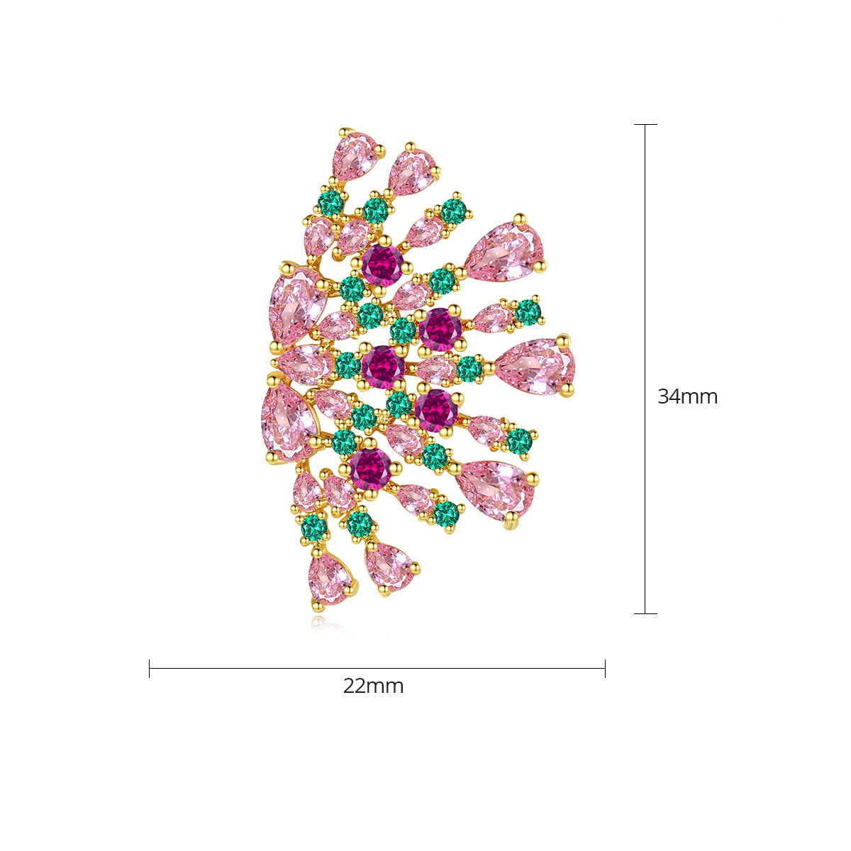 Multi-color Gold Plated Cubic Zirconia Flower Stud Earrings AAA2389