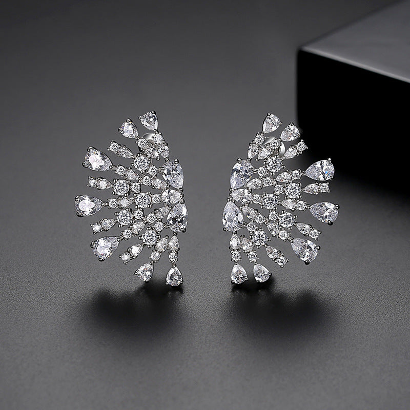 Multi-color Gold Plated Cubic Zirconia Flower Stud Earrings AAA2389