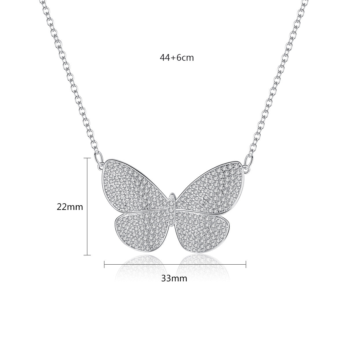 White Gold Plated Cubic Zirconia Butterfly Pendant Necklace AAA2405