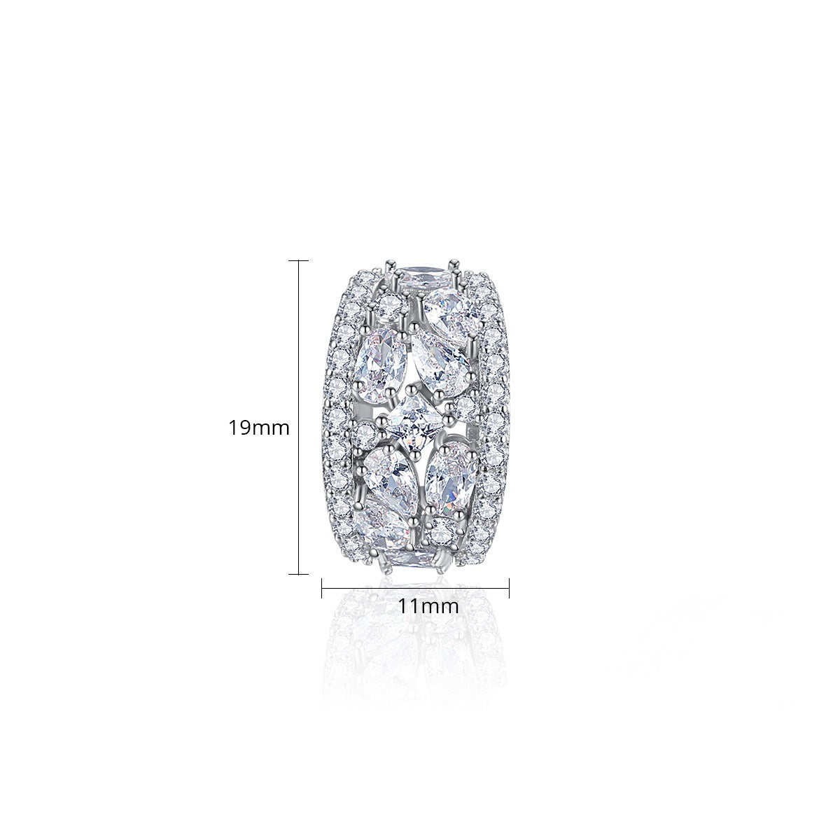 White Gold Plated Cubic Zirconia Concave Stud Earrings AAA2406