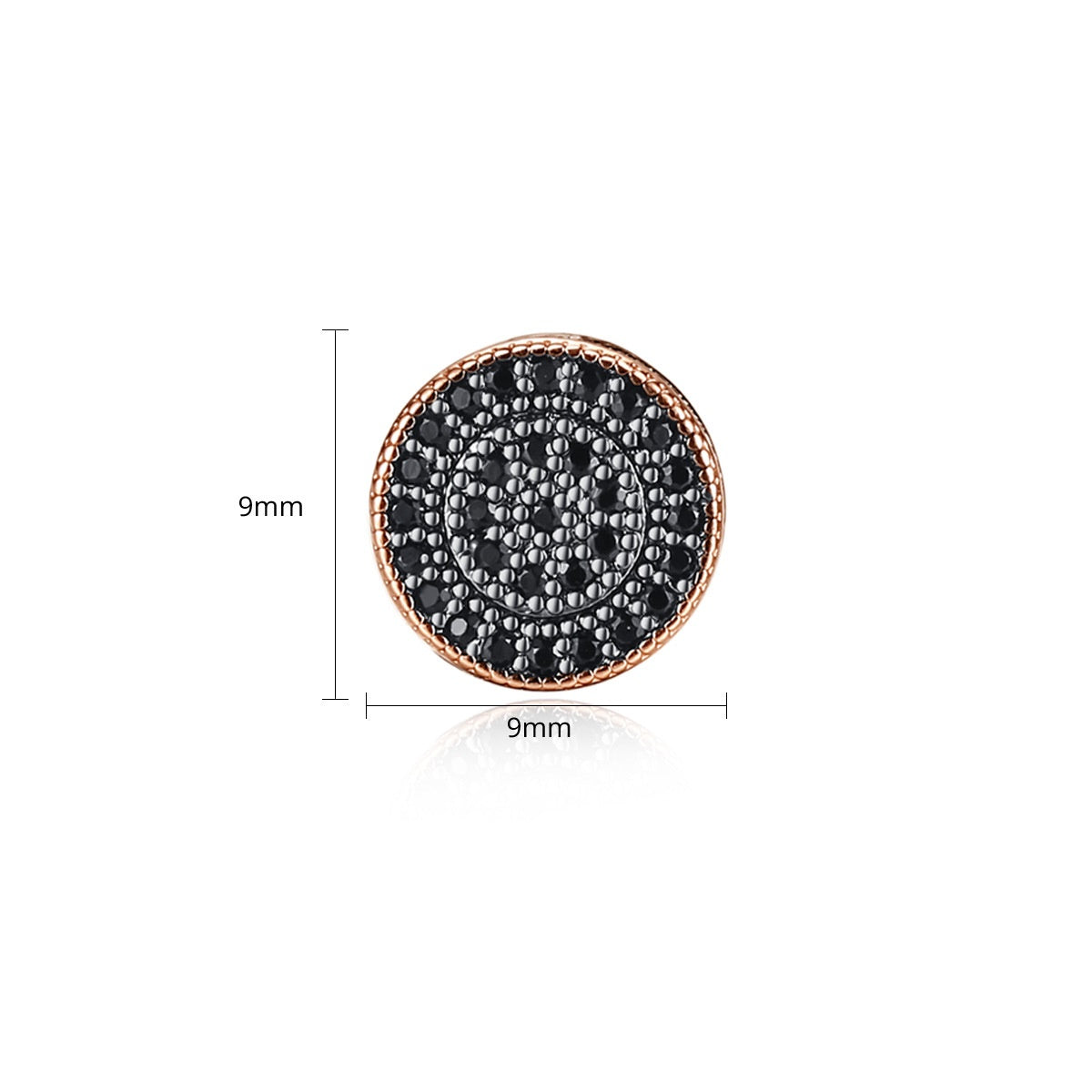 Rose Gold Plated Black Cubic Zirconia Round Stud Earrnings AAA2407
