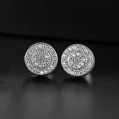 Rose Gold Plated Black Cubic Zirconia Round Stud Earrnings AAA2407