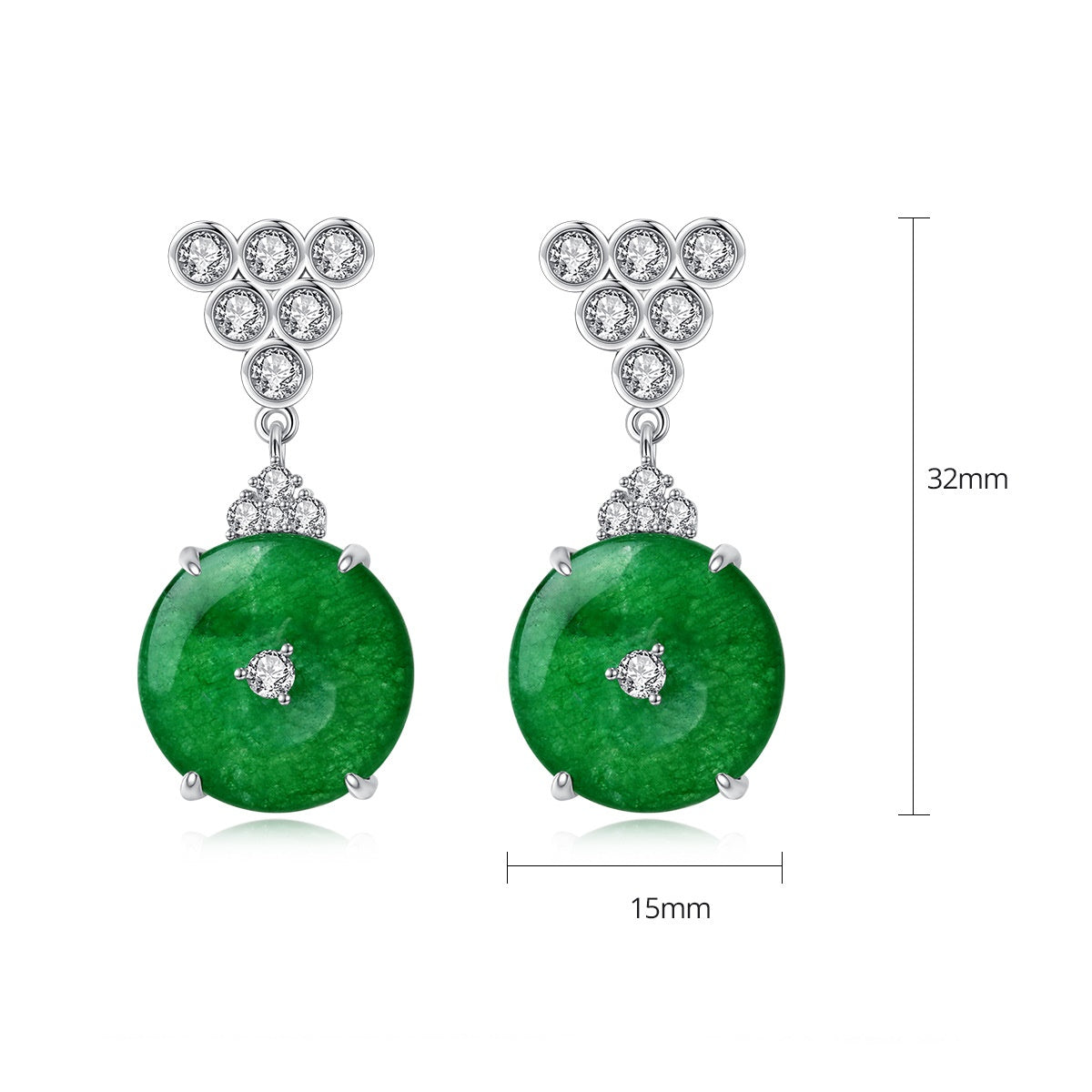 White Gold Plated Cubic Zirconia Jade Drop Earrings AAA2415