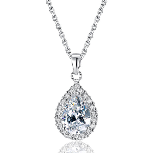White Gold Plated Queen Cubic Zirconia Teardrop Necklace AAA2420