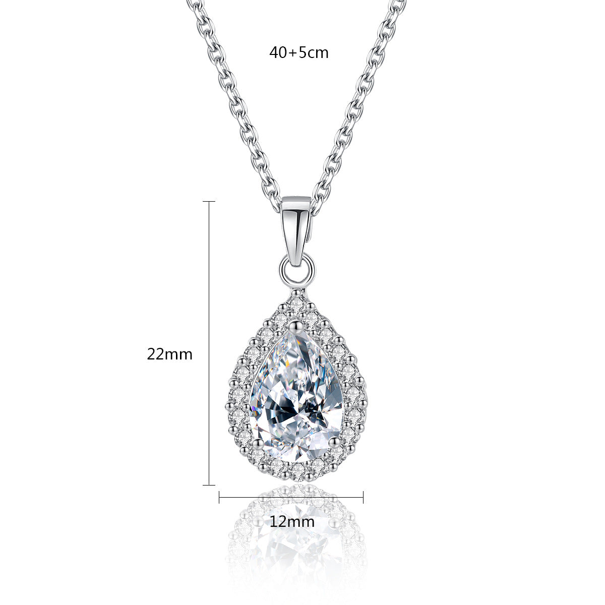 White Gold Plated Queen Cubic Zirconia Teardrop Necklace AAA2420