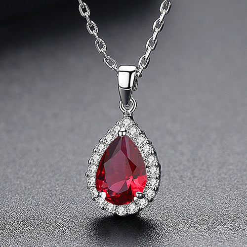 White Gold Plated Queen Cubic Zirconia Teardrop Necklace AAA2420