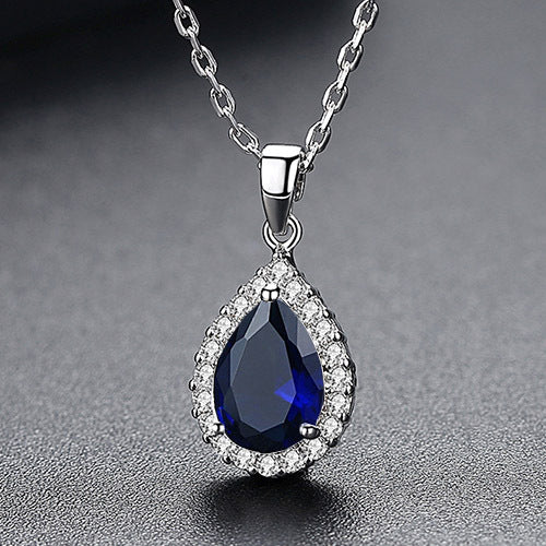 White Gold Plated Queen Cubic Zirconia Teardrop Necklace AAA2420