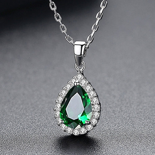 White Gold Plated Queen Cubic Zirconia Teardrop Necklace AAA2420