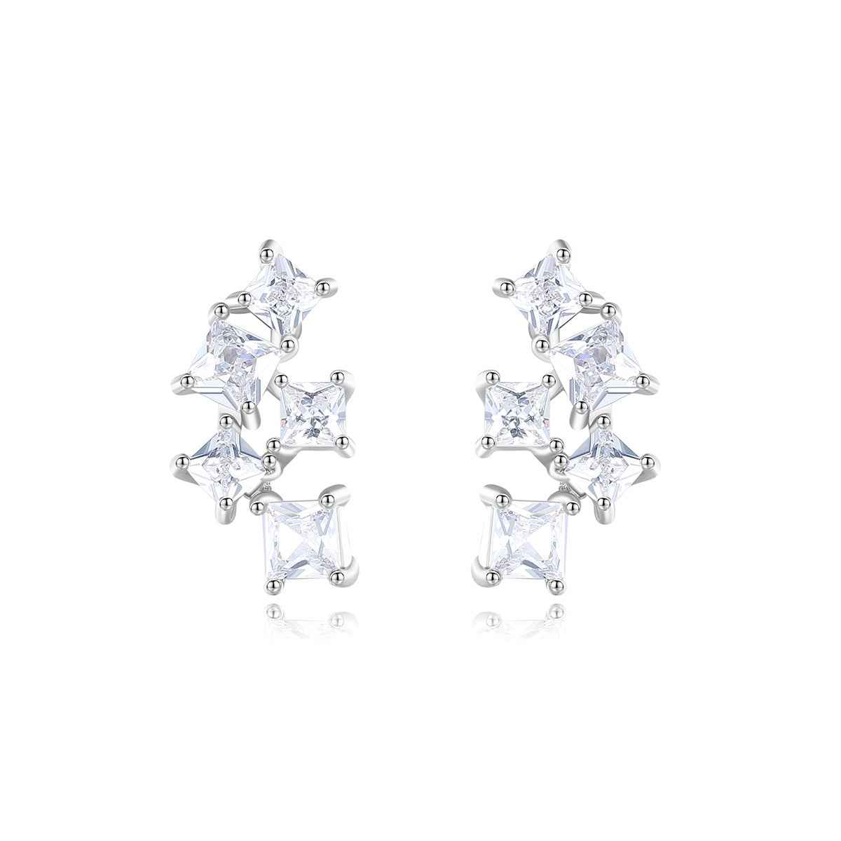 White Gold Plated Cubic Zirconia Stud Earrings AAA2426