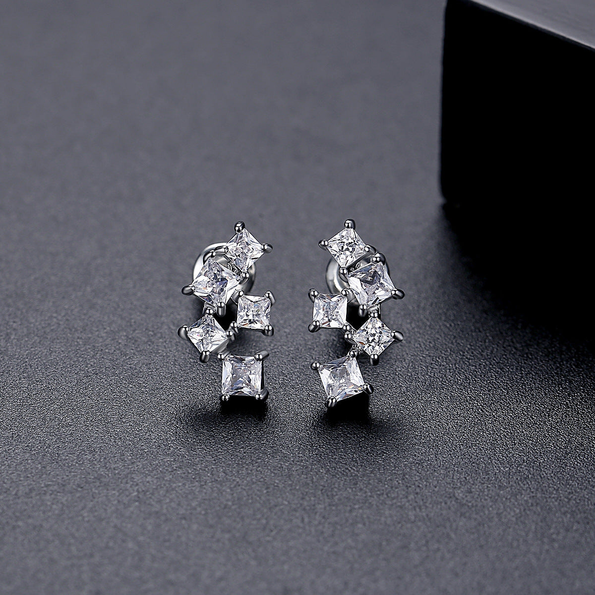 White Gold Plated Cubic Zirconia Stud Earrings AAA2426