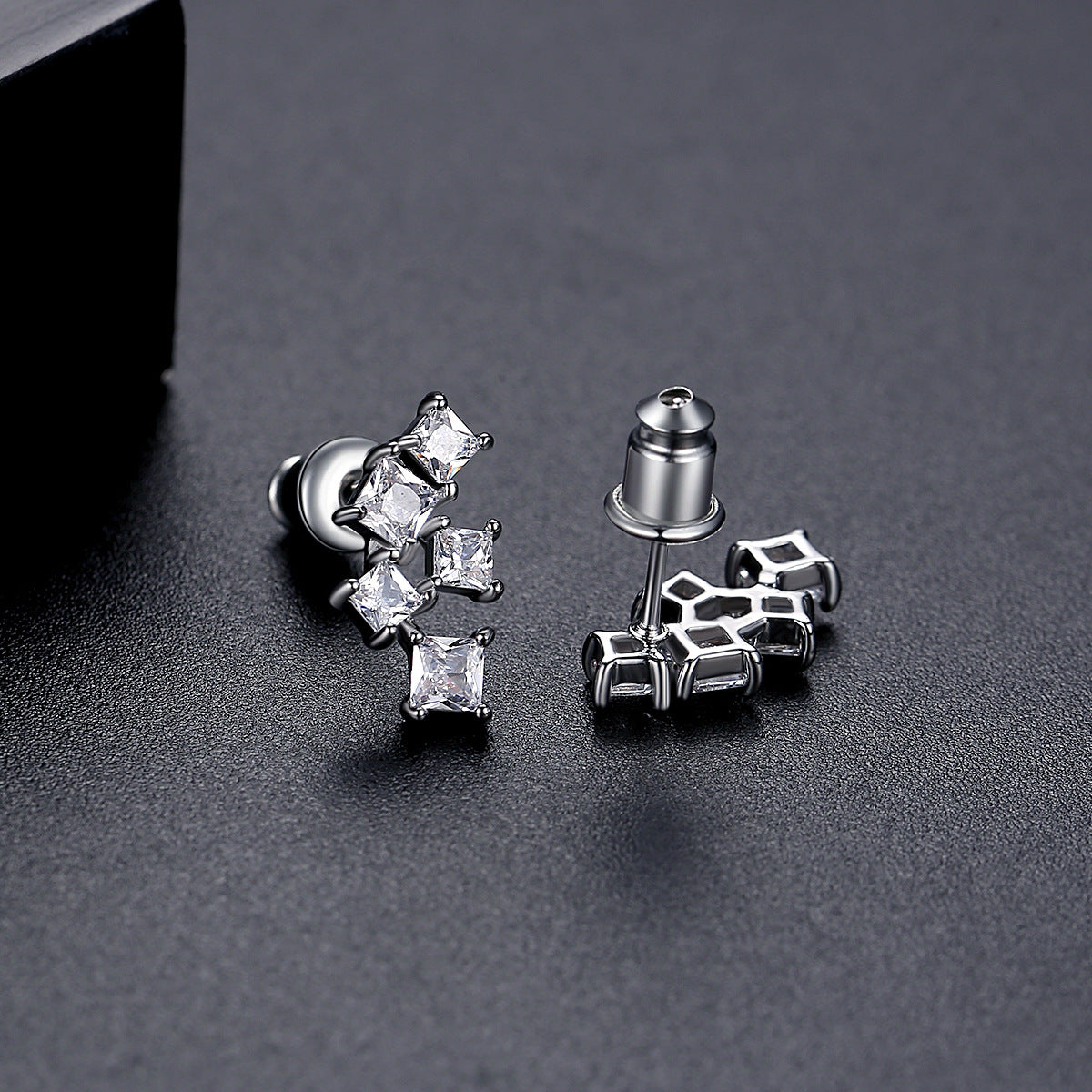 White Gold Plated Cubic Zirconia Stud Earrings AAA2426