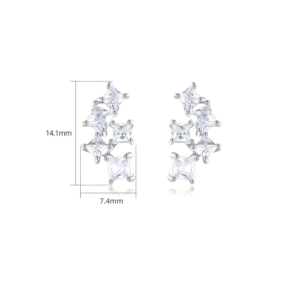 White Gold Plated Cubic Zirconia Stud Earrings AAA2426