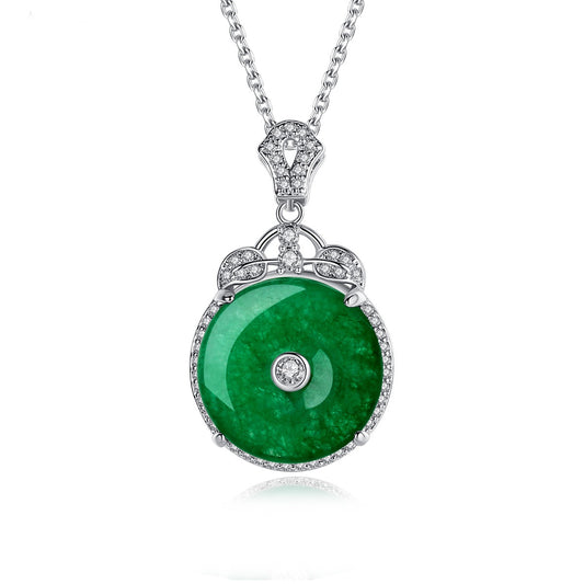 Luxury Cubic Zirconia Faux Jade Pendant Necklace AAA2436
