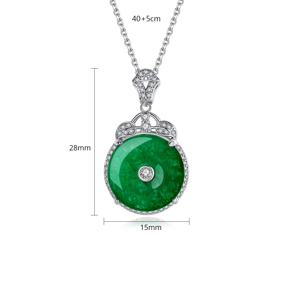 Luxury Cubic Zirconia Faux Jade Pendant Necklace AAA2436