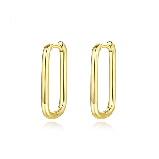 Gold Plated Long U Shape Hoop Earrings AAA2439