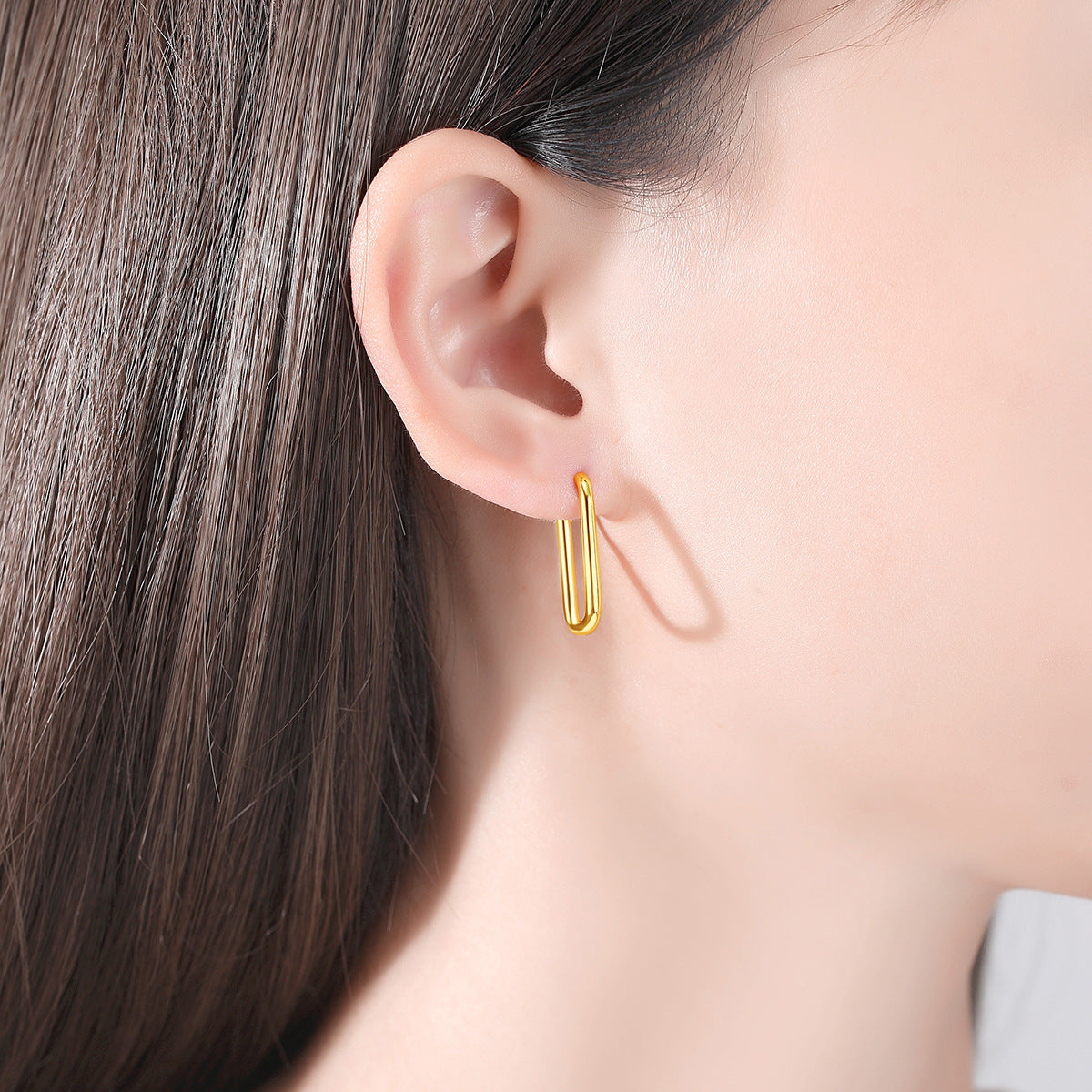 Gold Plated Long U Shape Hoop Earrings AAA2439
