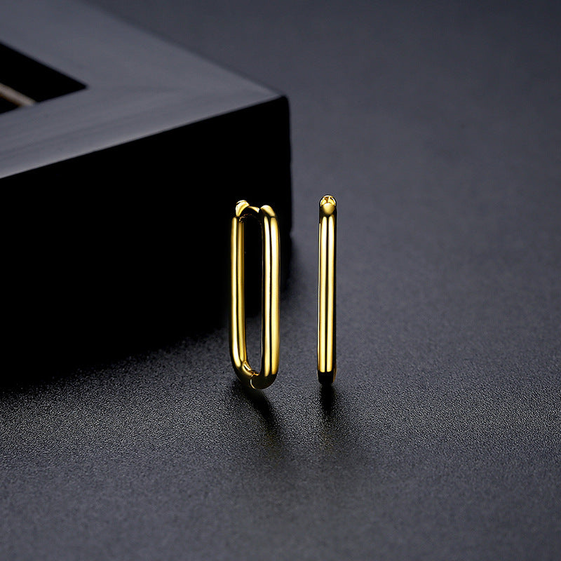 Gold Plated Long U Shape Hoop Earrings AAA2439