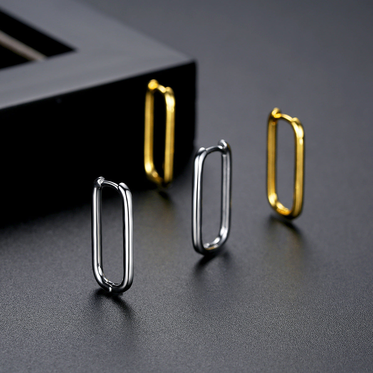 Gold Plated Long U Shape Hoop Earrings AAA2439