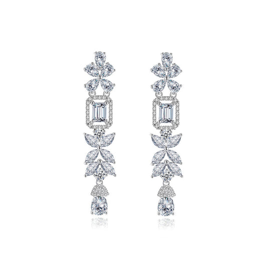 White Gold Plated Cubic Zirconia Fallon Long Drop Earrings AAA2445A