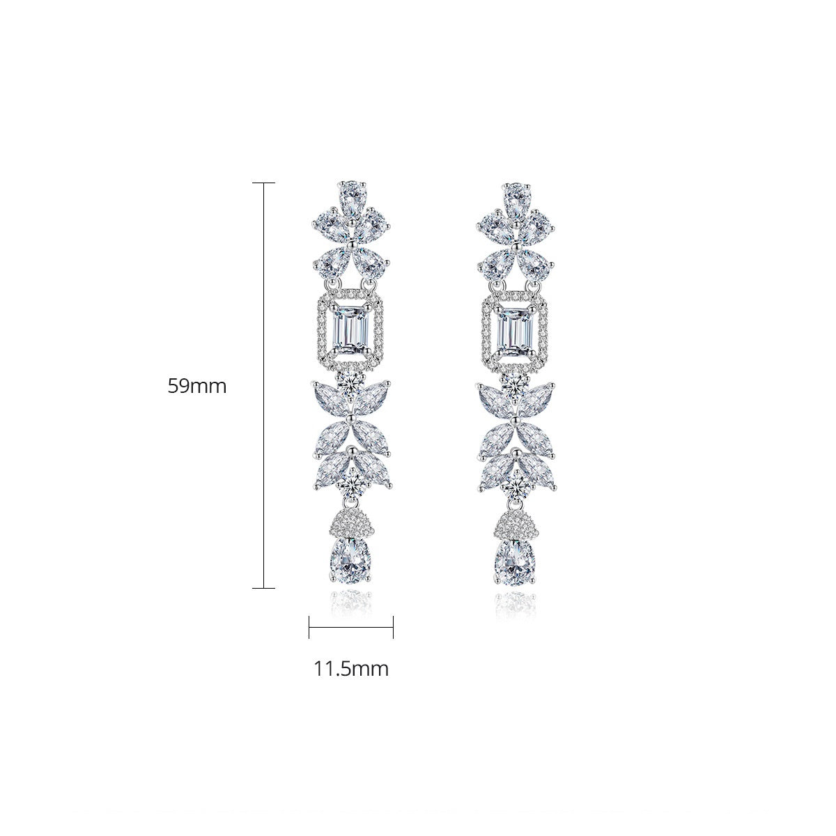 White Gold Plated Cubic Zirconia Fallon Long Drop Earrings AAA2445A