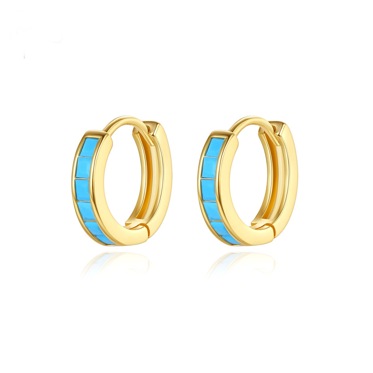 Gold Plated Turquoise Huggie Earrings AAA2446