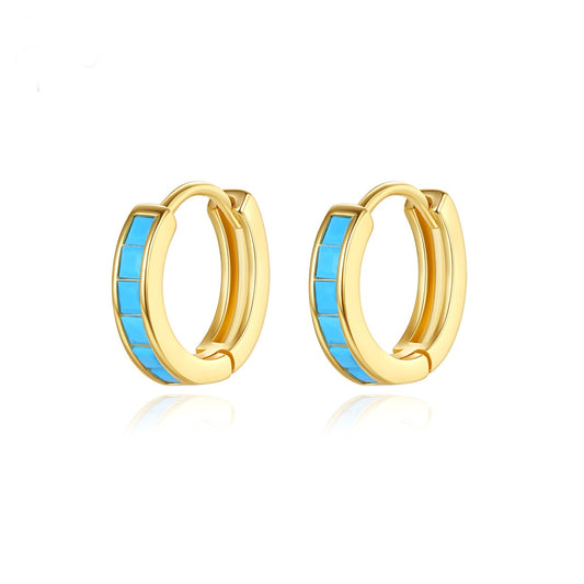 Gold Plated Turquoise Huggie Earrings AAA2446