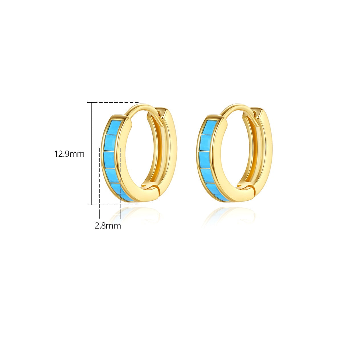 Gold Plated Turquoise Huggie Earrings AAA2446