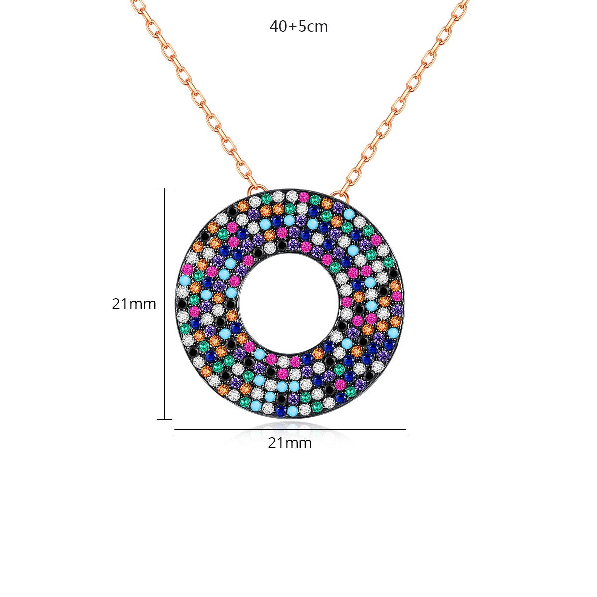 Rose Gold Plated Multi-Color Cubic Zirconia Pendant Necklace AAA2447