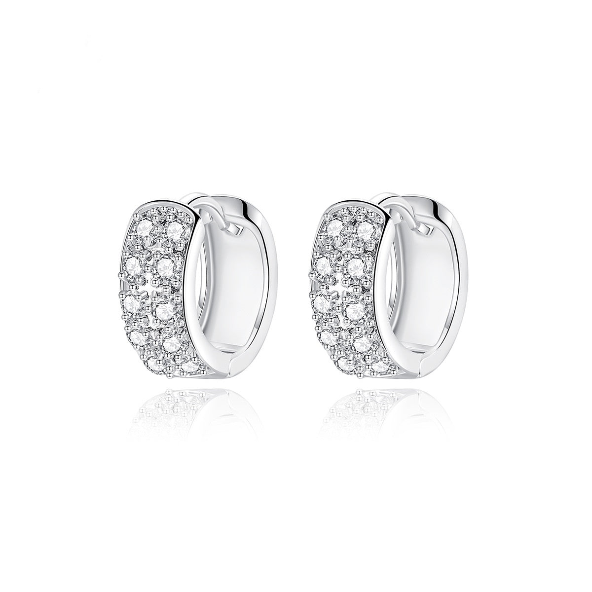 White Gold Plated Cubic Zirconia Huggie Earrings AAA2448
