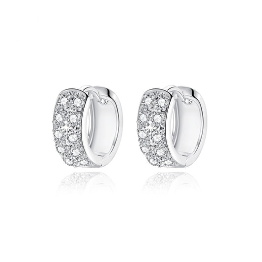 White Gold Plated Cubic Zirconia Huggie Earrings AAA2448