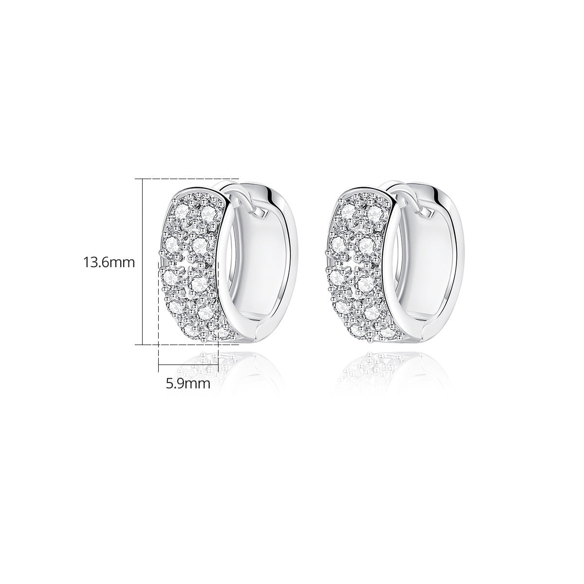 White Gold Plated Cubic Zirconia Huggie Earrings AAA2448