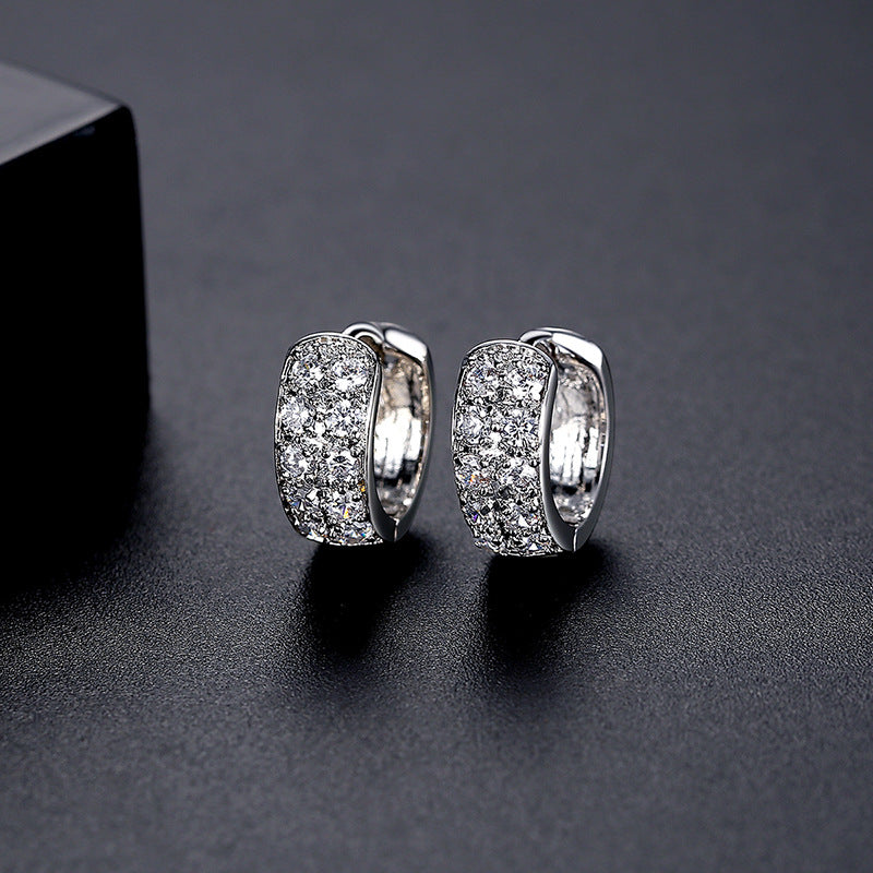 White Gold Plated Cubic Zirconia Huggie Earrings AAA2448