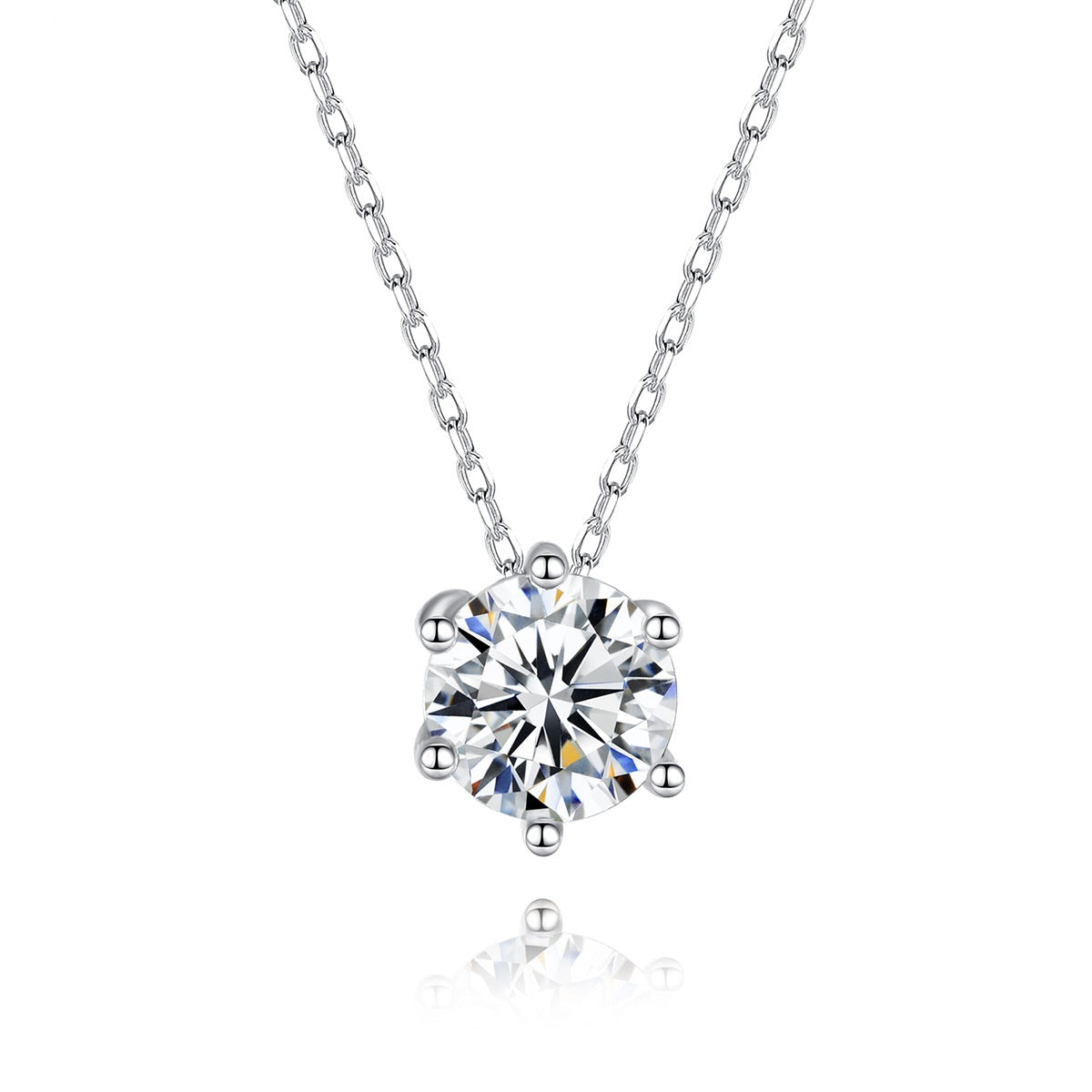 Round Six-Claw Cubic Zirconia Chain Necklace AAA2449