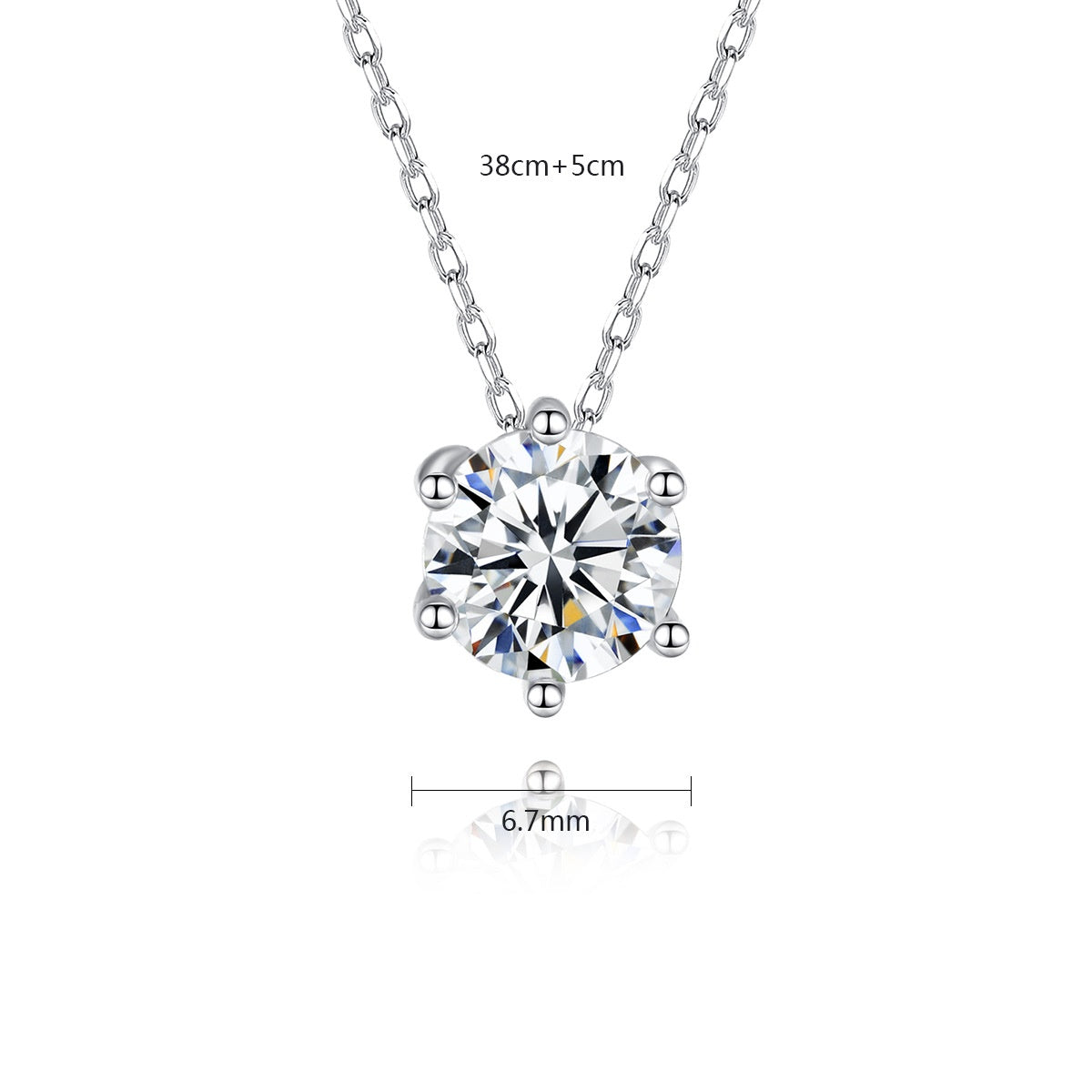 Round Six-Claw Cubic Zirconia Chain Necklace AAA2449