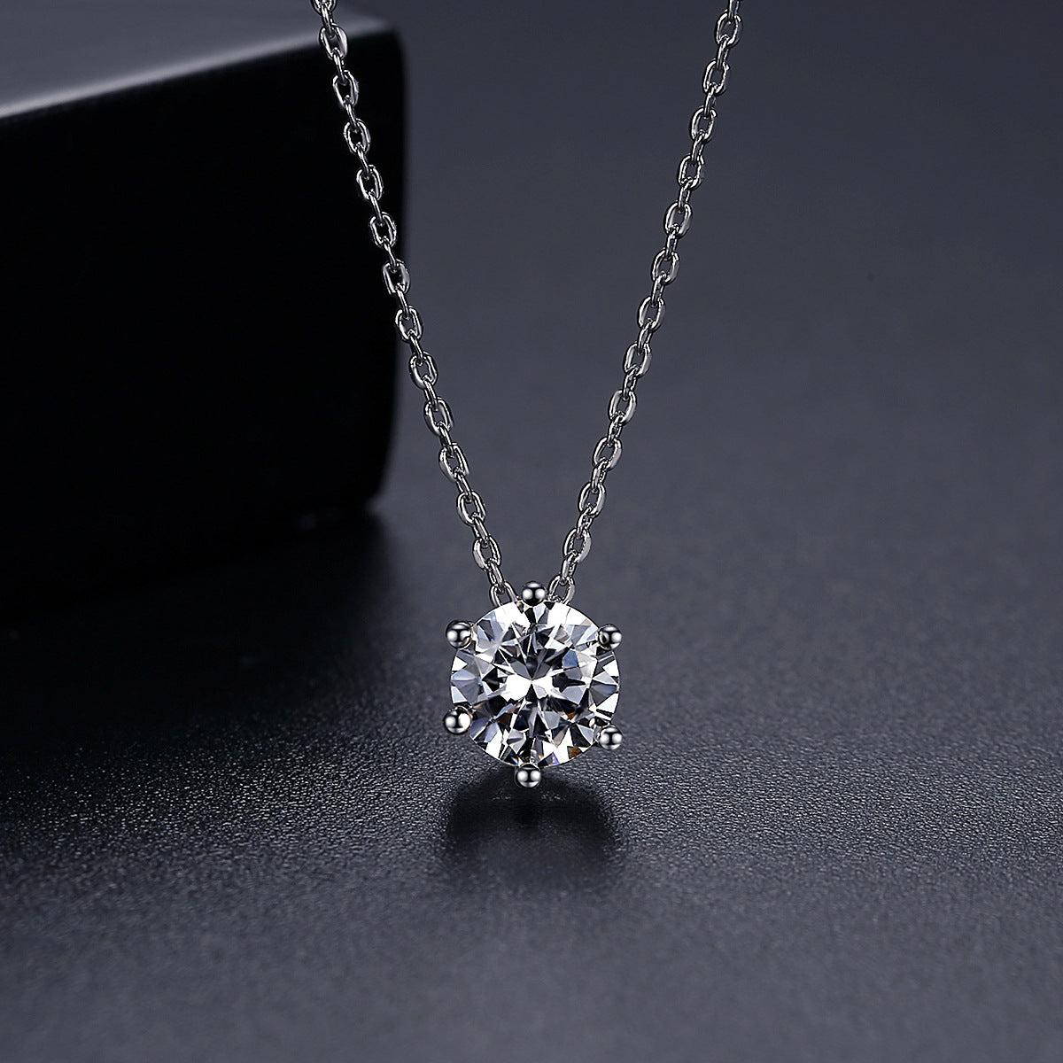 Round Six-Claw Cubic Zirconia Chain Necklace AAA2449