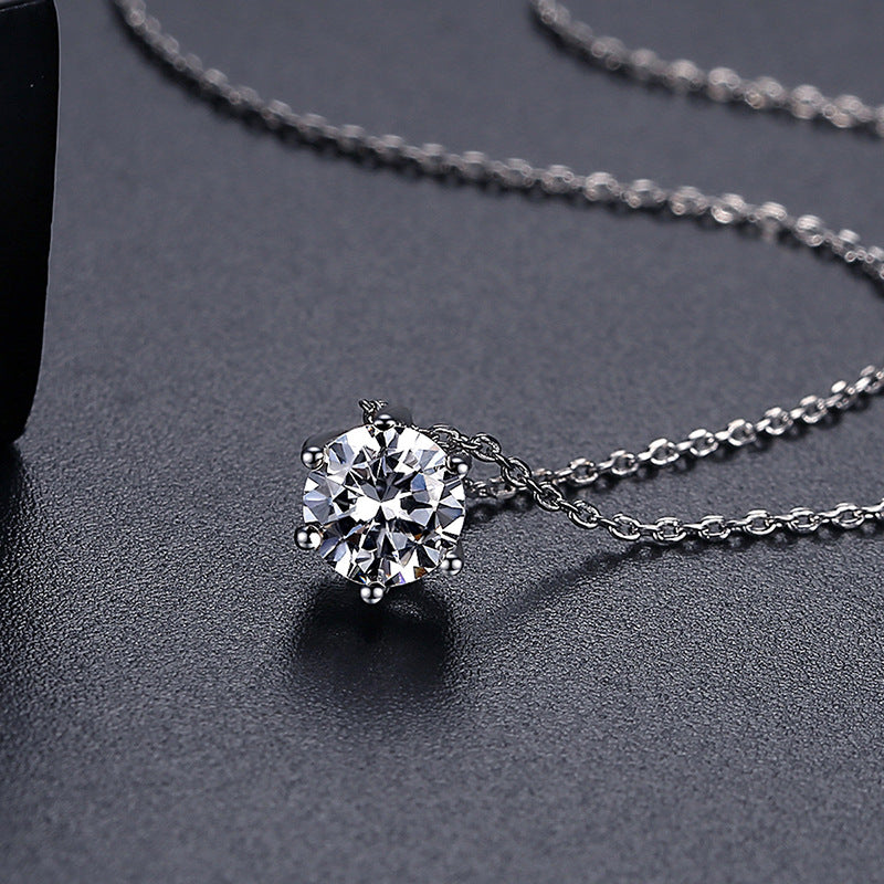 Round Six-Claw Cubic Zirconia Chain Necklace AAA2449