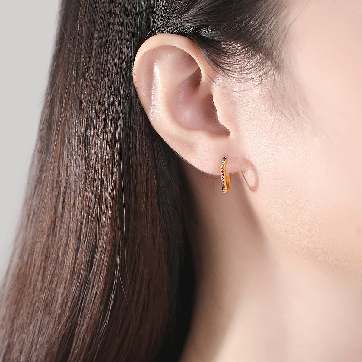 Mixed Color Cubic Zirconia Hoop Earrings AAA2456