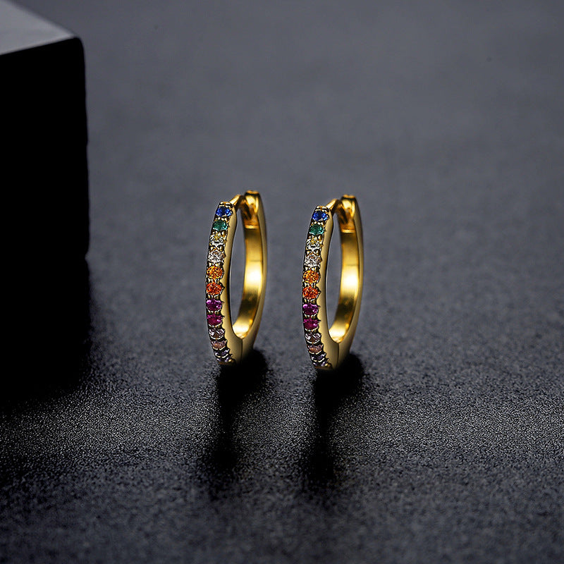 Mixed Color Cubic Zirconia Hoop Earrings AAA2456