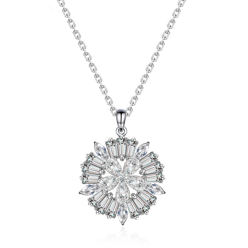 White Gold Plated Round Cubic Zirconia Chain Necklace AAA2457