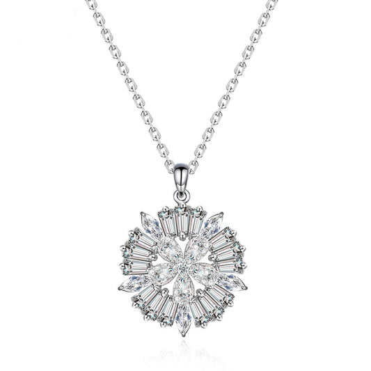 White Gold Plated Round Cubic Zirconia Chain Necklace AAA2457