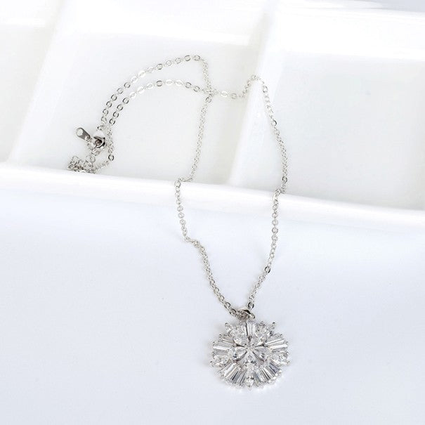 White Gold Plated Round Cubic Zirconia Chain Necklace AAA2457