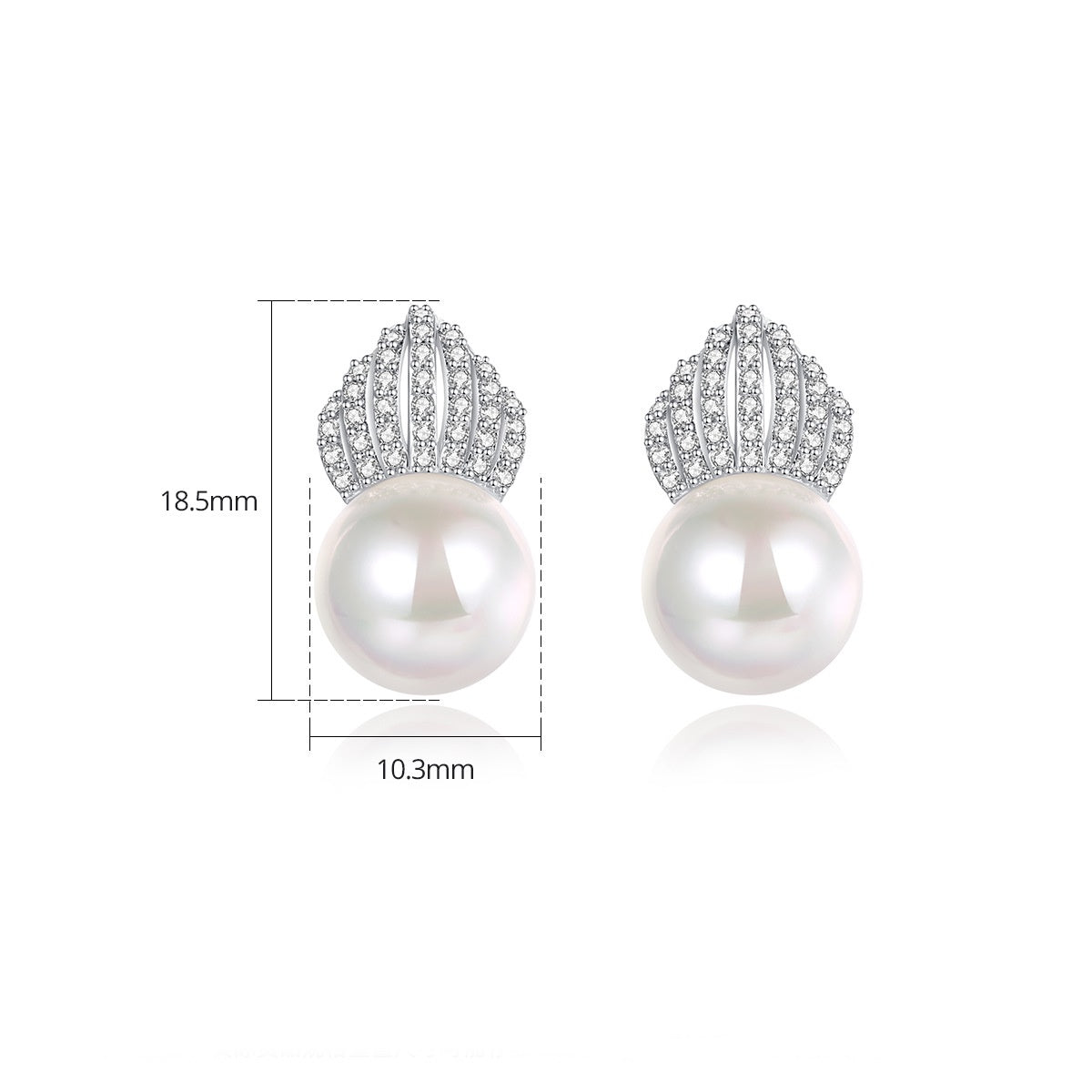 White Gold Plated Faux Pearl Cubic Zirconia Shell Drop Earrings AAA2462